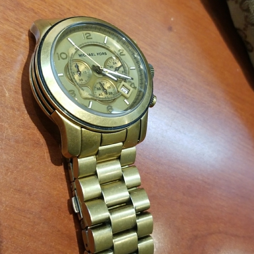 MK Michael Kors antique bronze washed metal watch